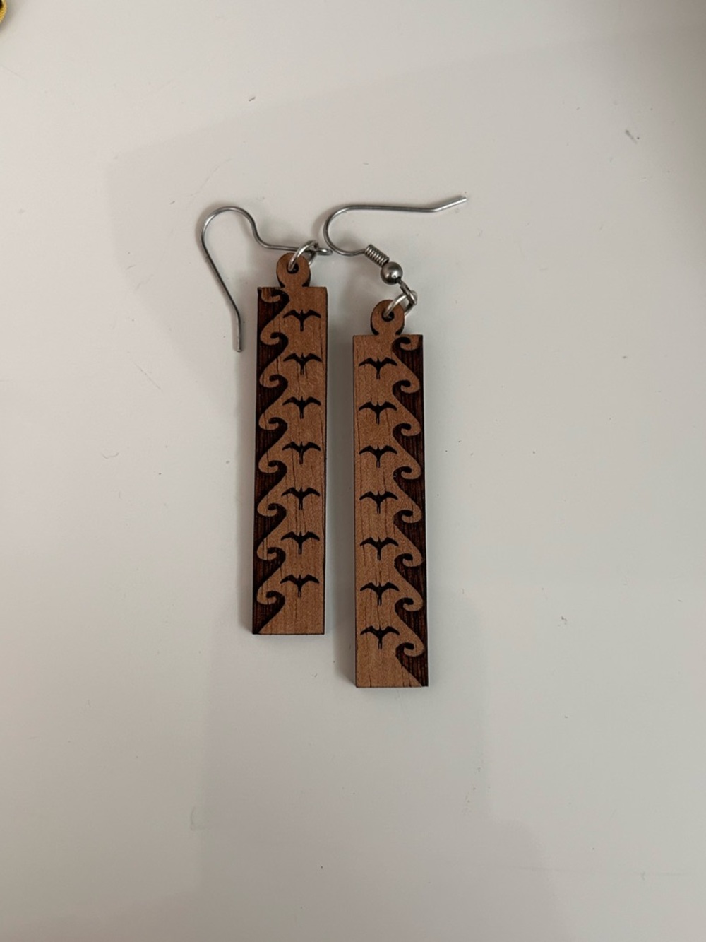 Wood Earrings Iwa Bird & Ocean design